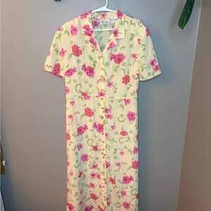 Kathie Lee Collection Pink and Green Floral Dress